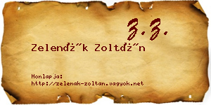 Zelenák Zoltán névjegykártya